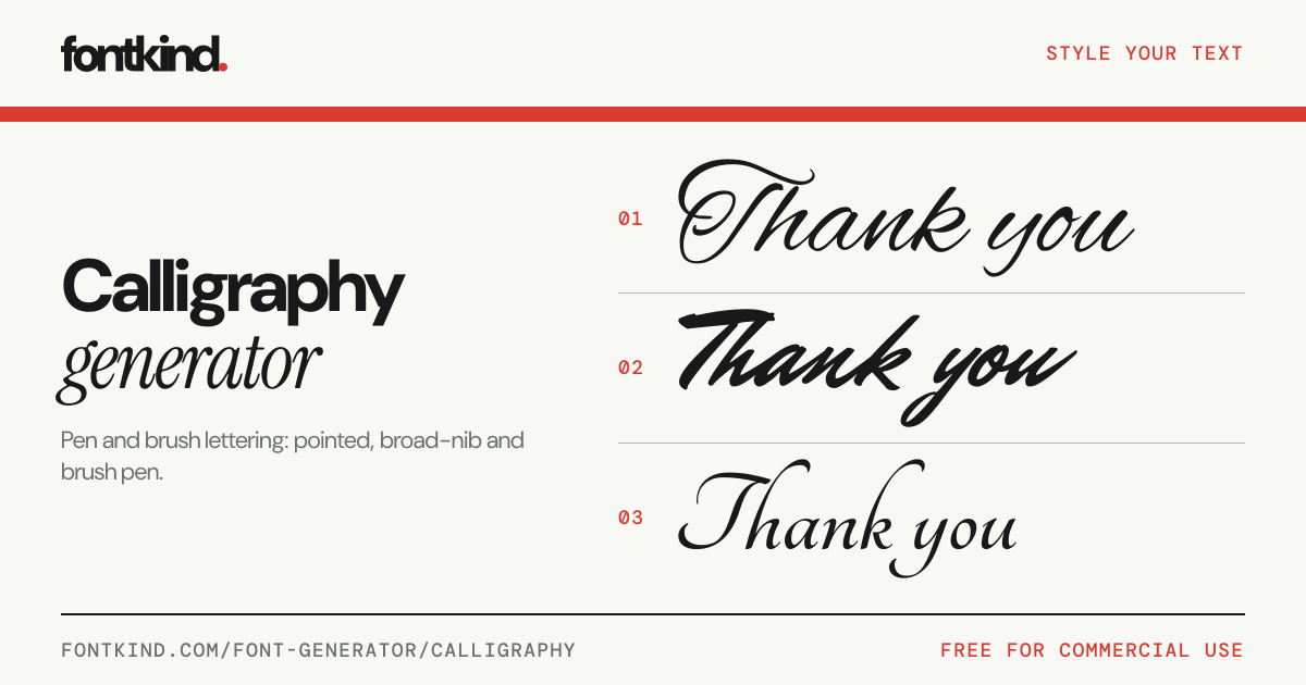 Calligraphy generator: your text in calligraphy fonts · FontKind