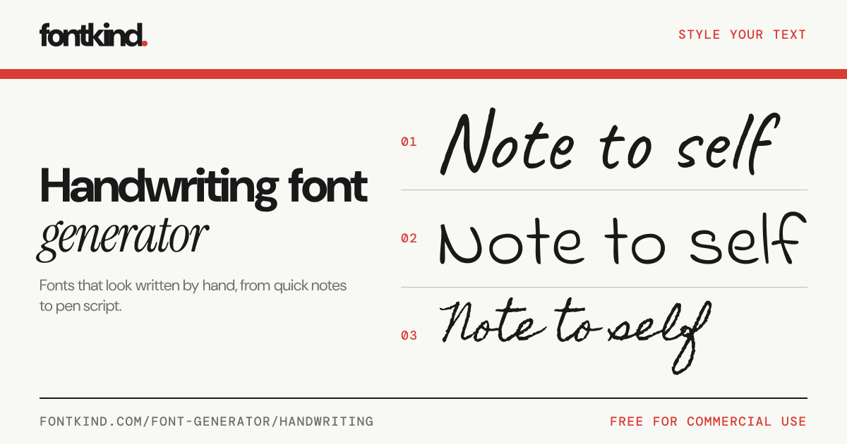 Handwriting font generator: text to handwriting · FontKind