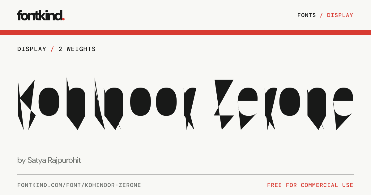 Cute Display Lettering Kohinoor Zerone font: free display font in 2 weights · FontKind