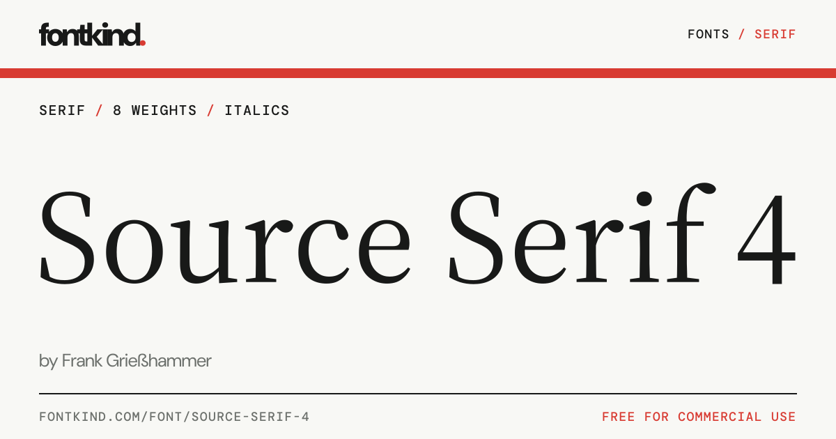 Source Serif 4 font: free serif in 8 weights · FontKind